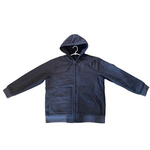 Brahma Mens Canvas Work Jacket Charcoal Gray Quilted Lined Hooded Full Zip XL